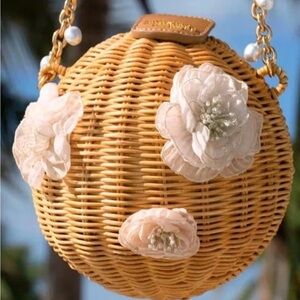 Novelty Rare Kate Spade Bridal Wicker Bouquet Lantern Crossbody New NWT KB278